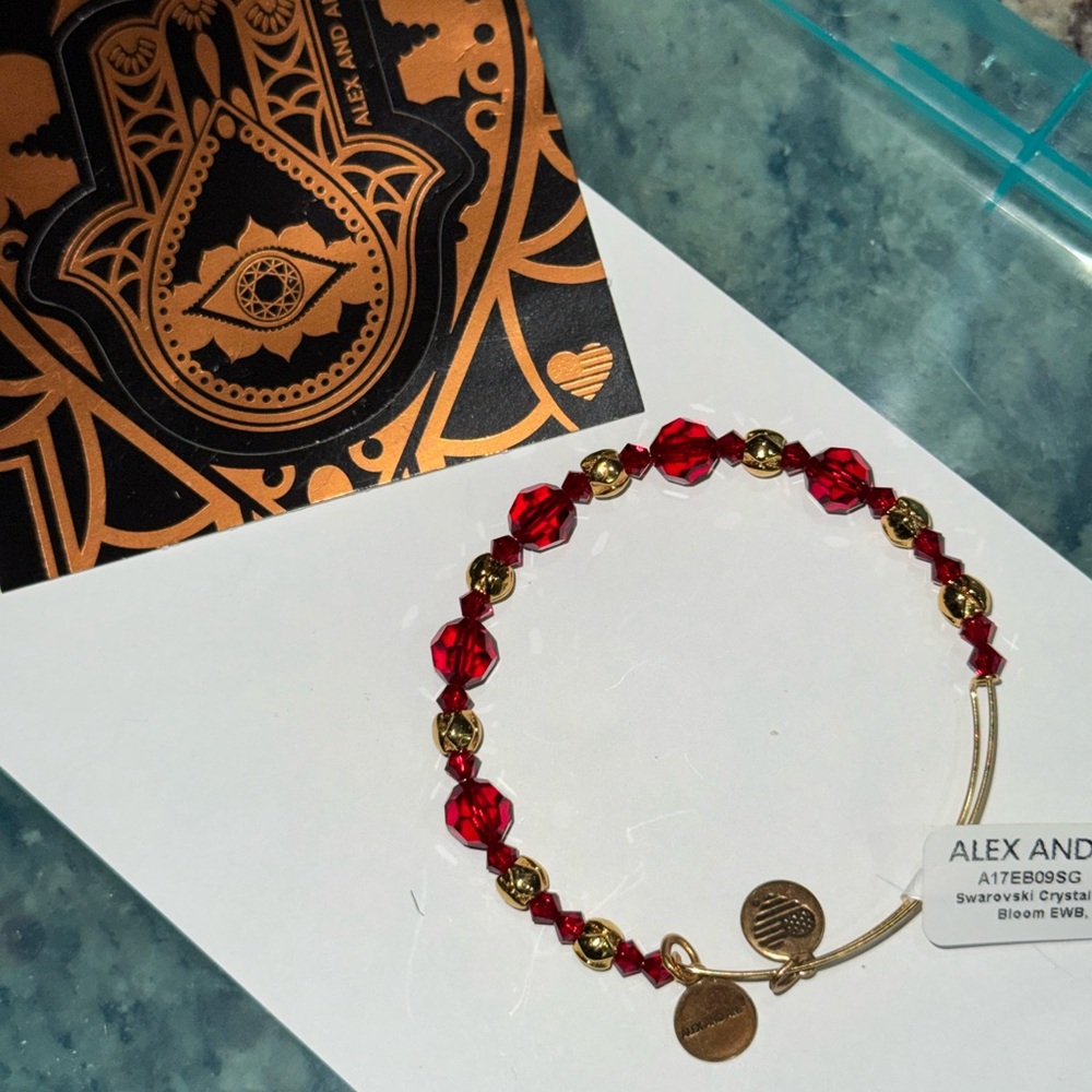 Alex and Ani Ruby Red and Gold Bracelet